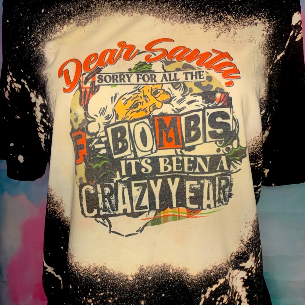 Dear Santa bleach dyed tshirt